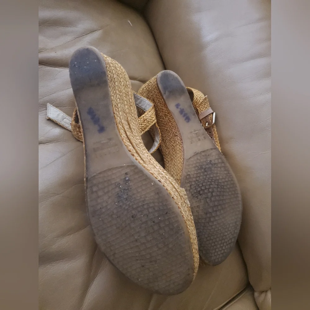 Stuart Weitzman Natural Woven Wedges Espadrilles Shoes M 10 - Picture 4 of 6